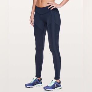 Lululemon Leggings Womens 4 Blue Nulu High-Rise Mesh Panel Yoga Tights